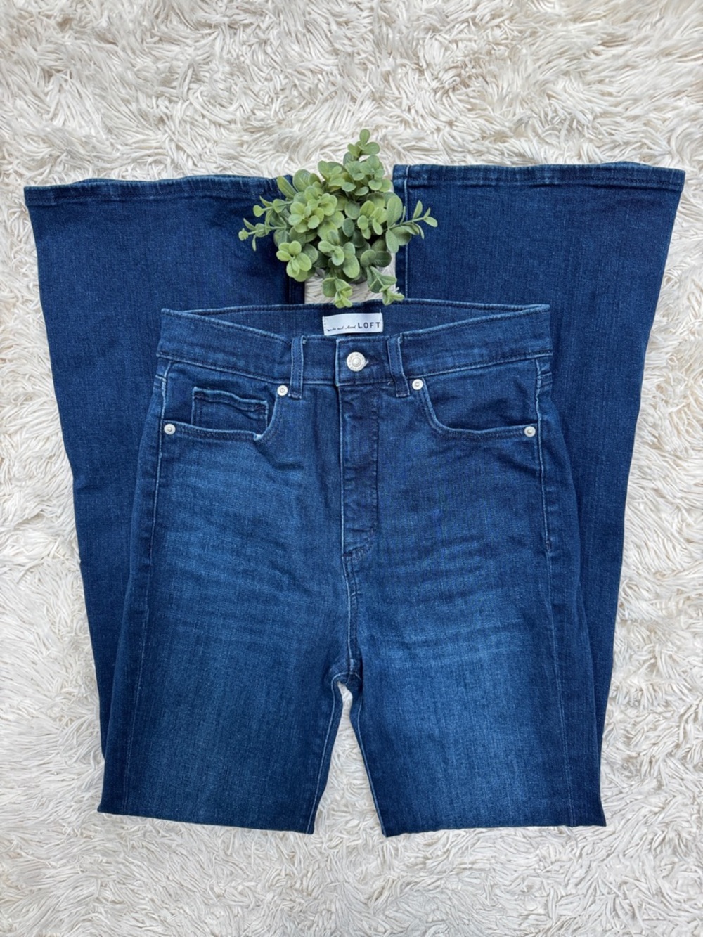 Loft Slim Flare High-Rise Jeans 💗 Indigo Blue - Picture 4 of 13